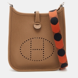 Pre Owned Hermes Beige De Weimar Taurillon Maurice Leather Evelyne TPM Bag