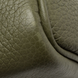Pre Owned Hermes Vert Veronese/Beige Canvas and Leather Palladium Finish HAC Birkin 40 Bag