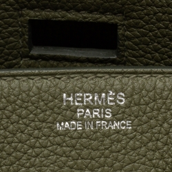 Pre Owned Hermes Vert Veronese/Beige Canvas and Leather Palladium Finish HAC Birkin 40 Bag