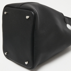 Pre Owned Hermes Noir Taurillon Clemence Leather Picotin Lock 22 Bag