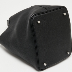 Pre Owned Hermes Noir Taurillon Clemence Leather Picotin Lock 22 Bag