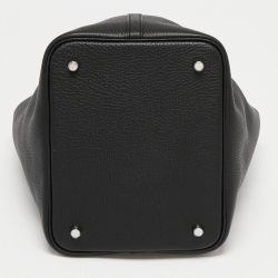 Pre Owned Hermes Noir Taurillon Clemence Leather Picotin Lock 22 Bag
