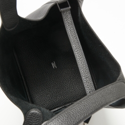 Pre Owned Hermes Noir Taurillon Clemence Leather Monochrome Picotin Lock 22 Bag