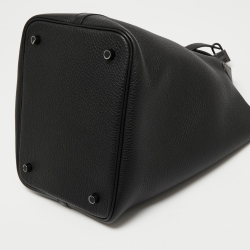 Pre Owned Hermes Noir Taurillon Clemence Leather Monochrome Picotin Lock 22 Bag