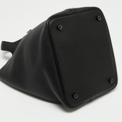 Pre Owned Hermes Noir Taurillon Clemence Leather Monochrome Picotin Lock 22 Bag