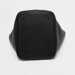 Pre Owned Hermes Noir Taurillon Clemence Leather Monochrome Picotin Lock 22 Bag