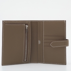 Pre Owned Hermes Etoupe Epsom Leather Bearn Compact Wallet