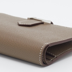 Pre Owned Hermes Etoupe Epsom Leather Bearn Compact Wallet