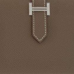 Pre Owned Hermes Etoupe Epsom Leather Bearn Compact Wallet