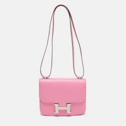 Pre Owned Hermés Pink Epsom Leather Palladium Finish Constance 18 Bag
