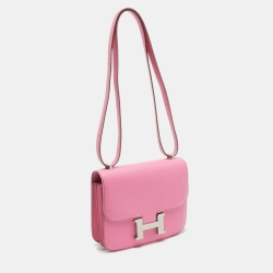 Pre Owned Hermés Pink Epsom Leather Palladium Finish Constance 18 Bag