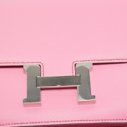 Pre Owned Hermés Pink Epsom Leather Palladium Finish Constance 18 Bag