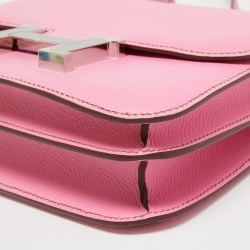 Pre Owned Hermés Pink Epsom Leather Palladium Finish Constance 18 Bag