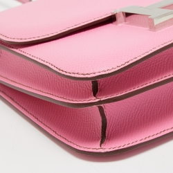 Pre Owned Hermés Pink Epsom Leather Palladium Finish Constance 18 Bag