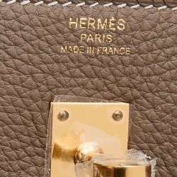 Hermes Etoupe Togo Leather Gold Finish Birkin 25 Bag