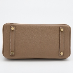 Hermes Etoupe Togo Leather Gold Finish Birkin 25 Bag