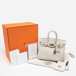 مملوكة مسبقًا حقيبة هيرمس بيركين 25 جلد توغو بيلتون معدن ذهبي 