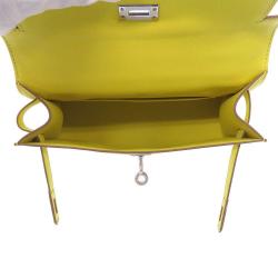 Hermes Yellow Swift Leather Palladium Hardware Pochette Kelly Clutch Bag 