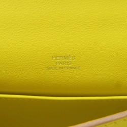 Hermes Yellow Swift Leather Palladium Hardware Pochette Kelly Clutch Bag 