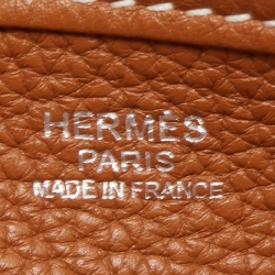 Pre Owned Hermes Gold Taurillon Clemence Leather Evelyne III TGM Bag