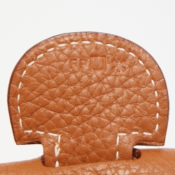Pre Owned Hermes Gold Taurillon Clemence Leather Evelyne III TGM Bag