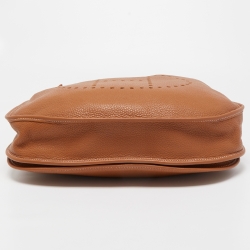 Pre Owned Hermes Gold Taurillon Clemence Leather Evelyne III TGM Bag