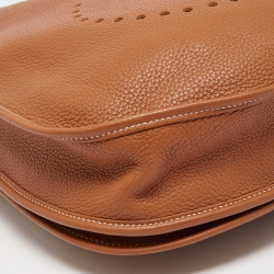Pre Owned Hermes Gold Taurillon Clemence Leather Evelyne III TGM Bag