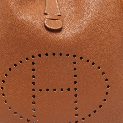 Pre Owned Hermes Gold Taurillon Clemence Leather Evelyne III TGM Bag