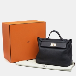 Pre Owned Hermes Black Taurillon Maurice/Swift Leather Gold Finish 24/24 35 Bag 