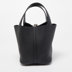 Hermes Noir Togo Leather Picotin Lock 22 Bag