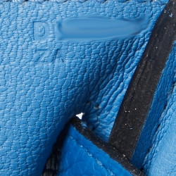 Pre Owned Hermes Bleu Zellige Taurillon Clemence Leather Palladium Finish Birkin 30 Bag