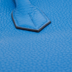 Pre Owned Hermes Bleu Zellige Taurillon Clemence Leather Palladium Finish Birkin 30 Bag