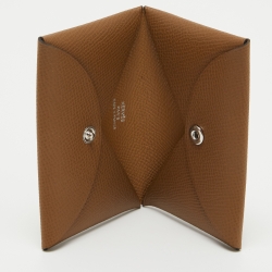 Pre Owned Hermès  Alezan/Biscuit Epsom Leather Calvi Card Holder