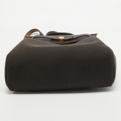 Hermès Ebene Toile Militaire and Vache Hunter Leather Herbag a Dos Zip Retourne Backpack
