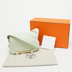 Pre Owned Hermes Vert Fizz Chevre Mysore Leather Gold Finish Geta Bag