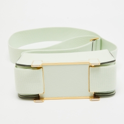 Pre Owned Hermes Vert Fizz Chevre Mysore Leather Gold Finish Geta Bag