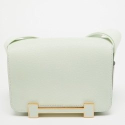 Pre Owned Hermes Vert Fizz Chevre Mysore Leather Gold Finish Geta Bag