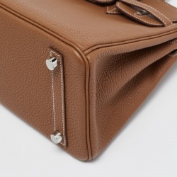 Hermes Gold Togo Leather Palladium Finish Birkin 25 Bag