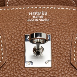 Hermes Gold Togo Leather Palladium Finish Birkin 25 Bag