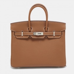 Hermes Gold Togo Leather Palladium Finish Birkin 25 Bag