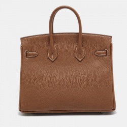 Hermes Gold Togo Leather Palladium Finish Birkin 25 Bag
