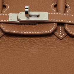 Hermes Gold Togo Leather Palladium Finish Birkin 25 Bag