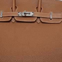 Hermes Gold Togo Leather Palladium Finish Birkin 25 Bag