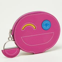 Pre Owned Hermès Magnolia/Jaune Citron/Bleu Hydra Chevre Leather In-The-Loop Wink Card Holder