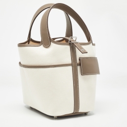 Pre Owned Hermès Ecro/Etoupe Toile and and Swift Leather Cargo Picotin Lock 18 Bag