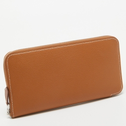 مملوكة مسبقًا Hermes Gold Epsom Leather Silk'In Classique Long Wallet