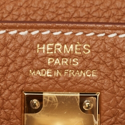 Pre Owned Hermès Gold Togo Leather Gold Finish Kelly Retourne 25 Bag