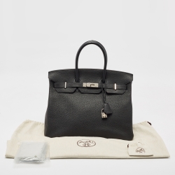 Hermès Noir Togo Leather Palladium Finish Birkin 35 Bag