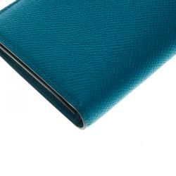 Pre Owned Hermes Blue Paon Epsom Leather Bearn Gusset Wallet