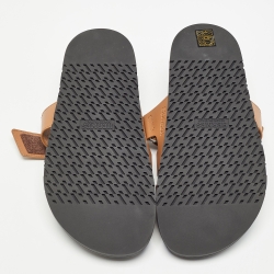 Hermes Brown Leather  Chypre Flat Slides Size 39